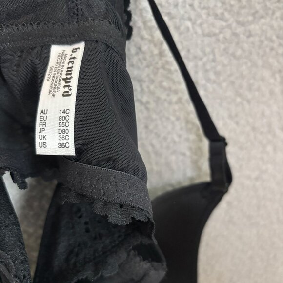 B.temptd By Wacoal Womens 36C Lace T-Back Bra Black Front Closure New With Tag's - Picture 7 of 8